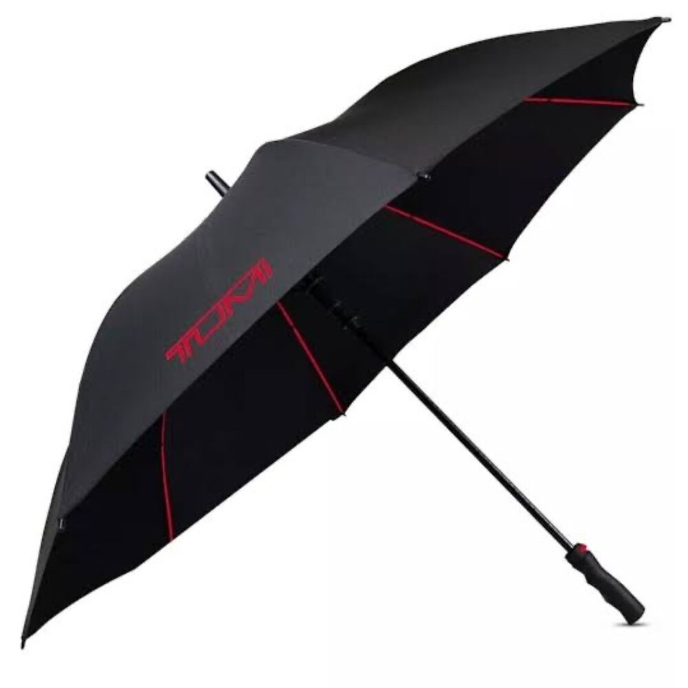 Tumi Black Red‎ Logo Auto large Golf Umbrella NEW WITH TAG